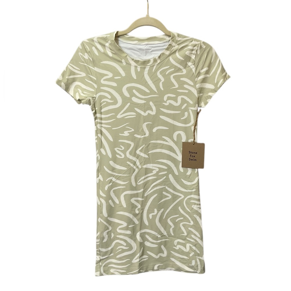 Stone Fox Swim Bambi Baby Tee Dress Aloe Lines Size Small